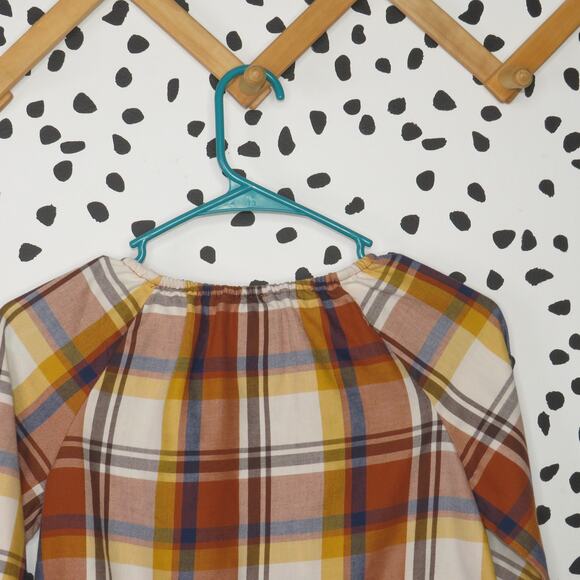 The Children’s Place Brown Plaid Print Tie Front Girls Long Sleeve Shirt - Picture 4 of 6